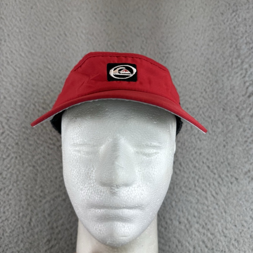 Vintage Quiksilver Visor Hat Cap Red Y2K 2000s Surf Skater Hip Hop Strap Back